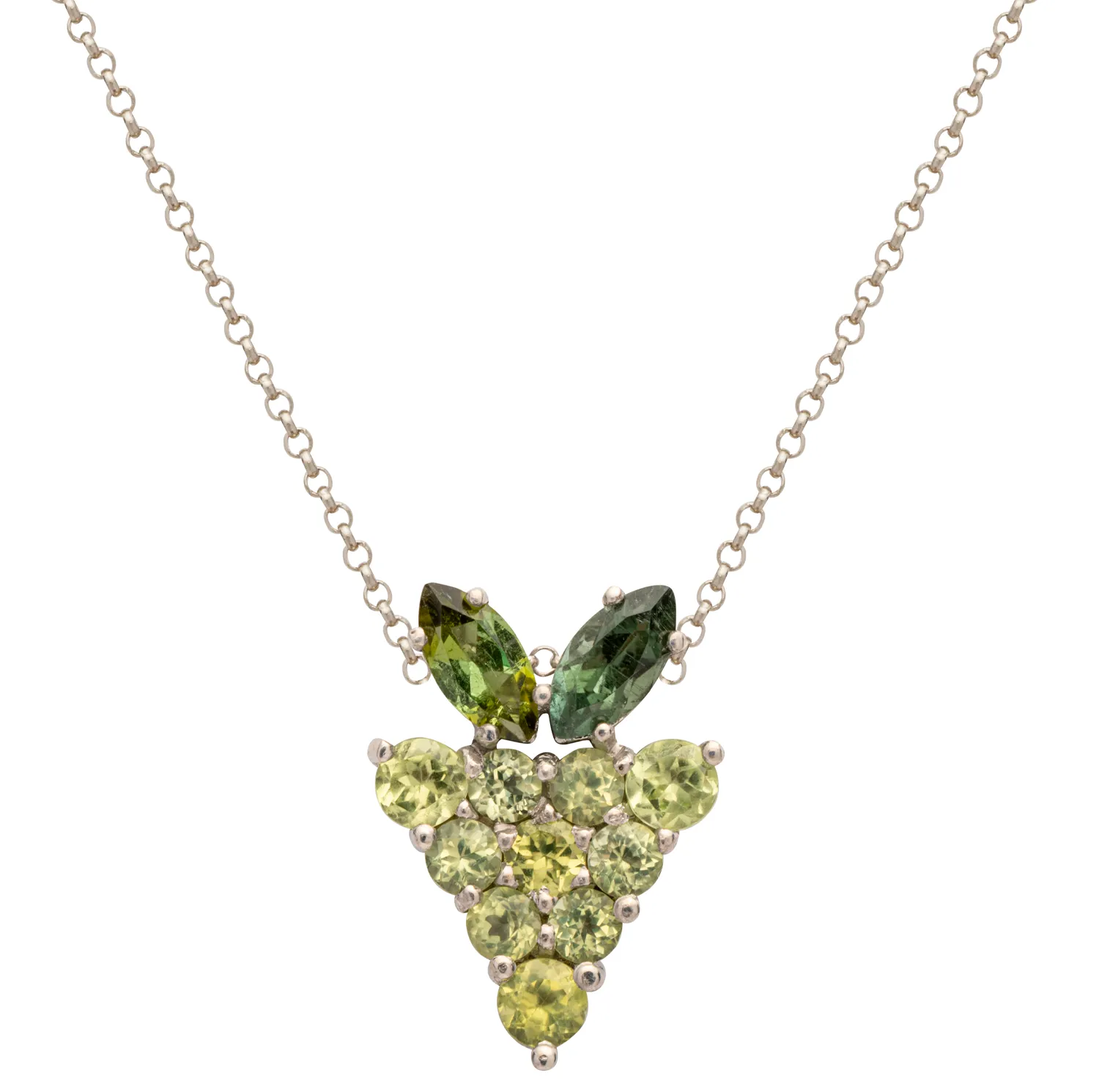 Colar de Ouro Branco 18k Turmalinas e Peridotos