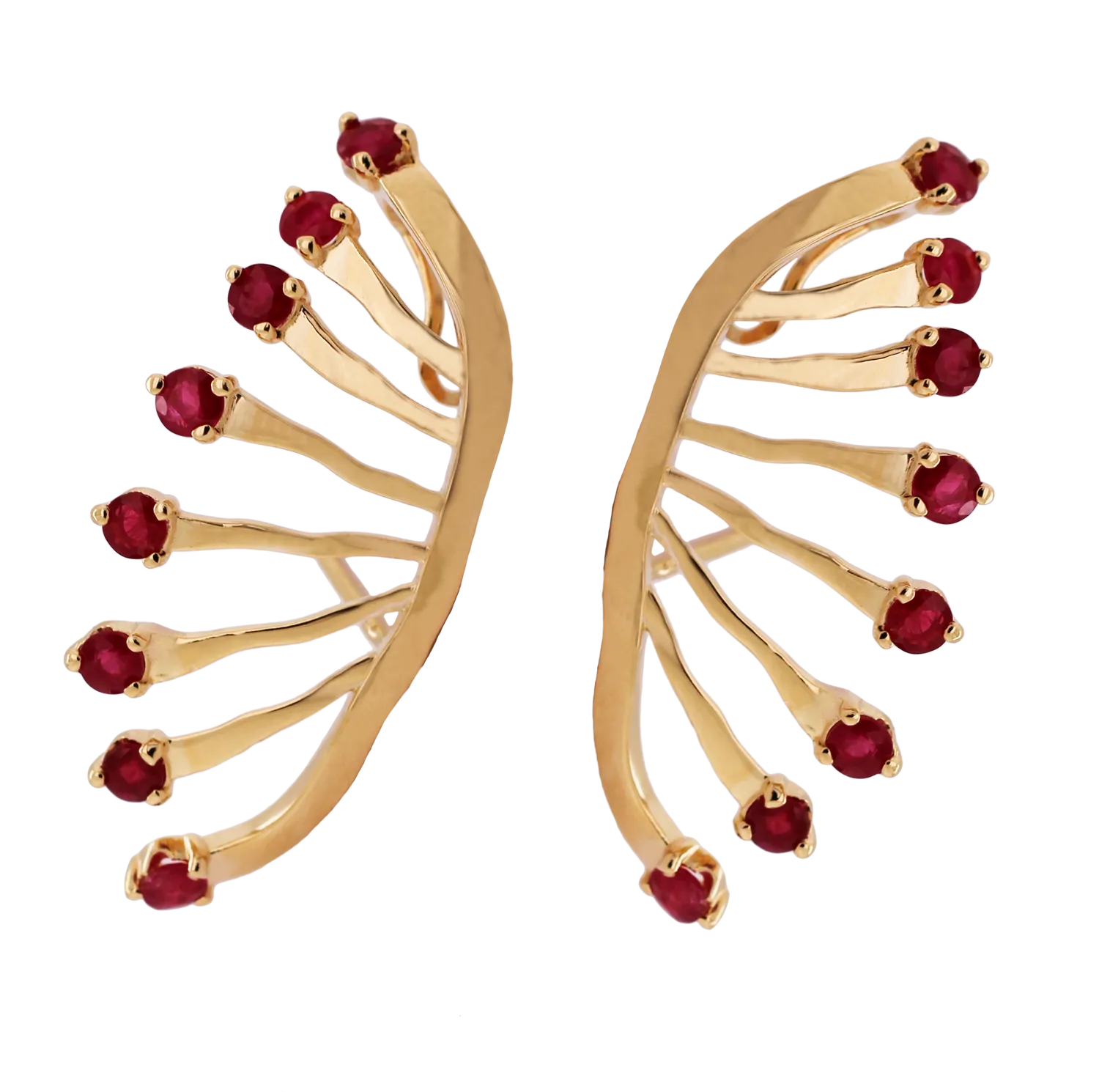 Brinco Earcuff de Ouro Amarelo 18k com Rubis
