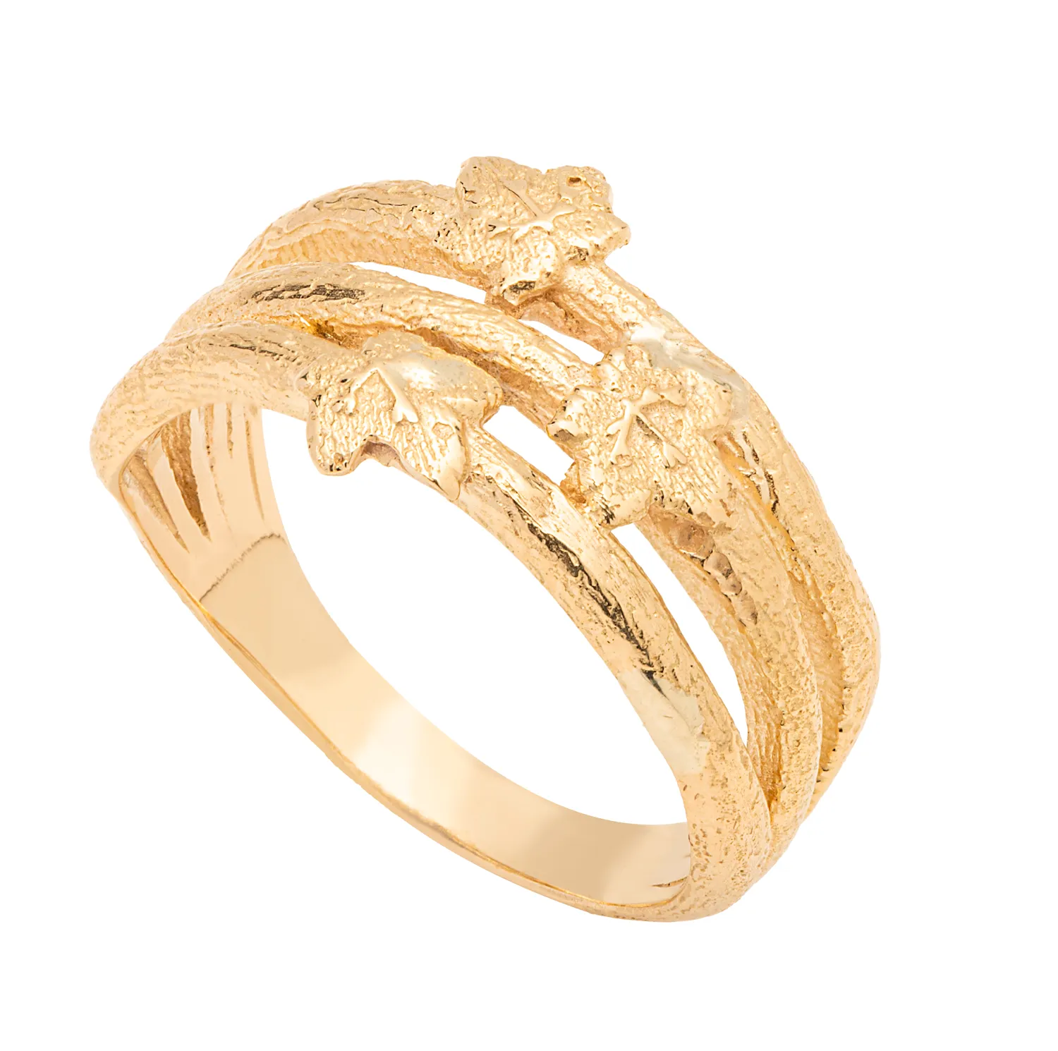 Anel de Ouro Amarelo 18k Folhas
